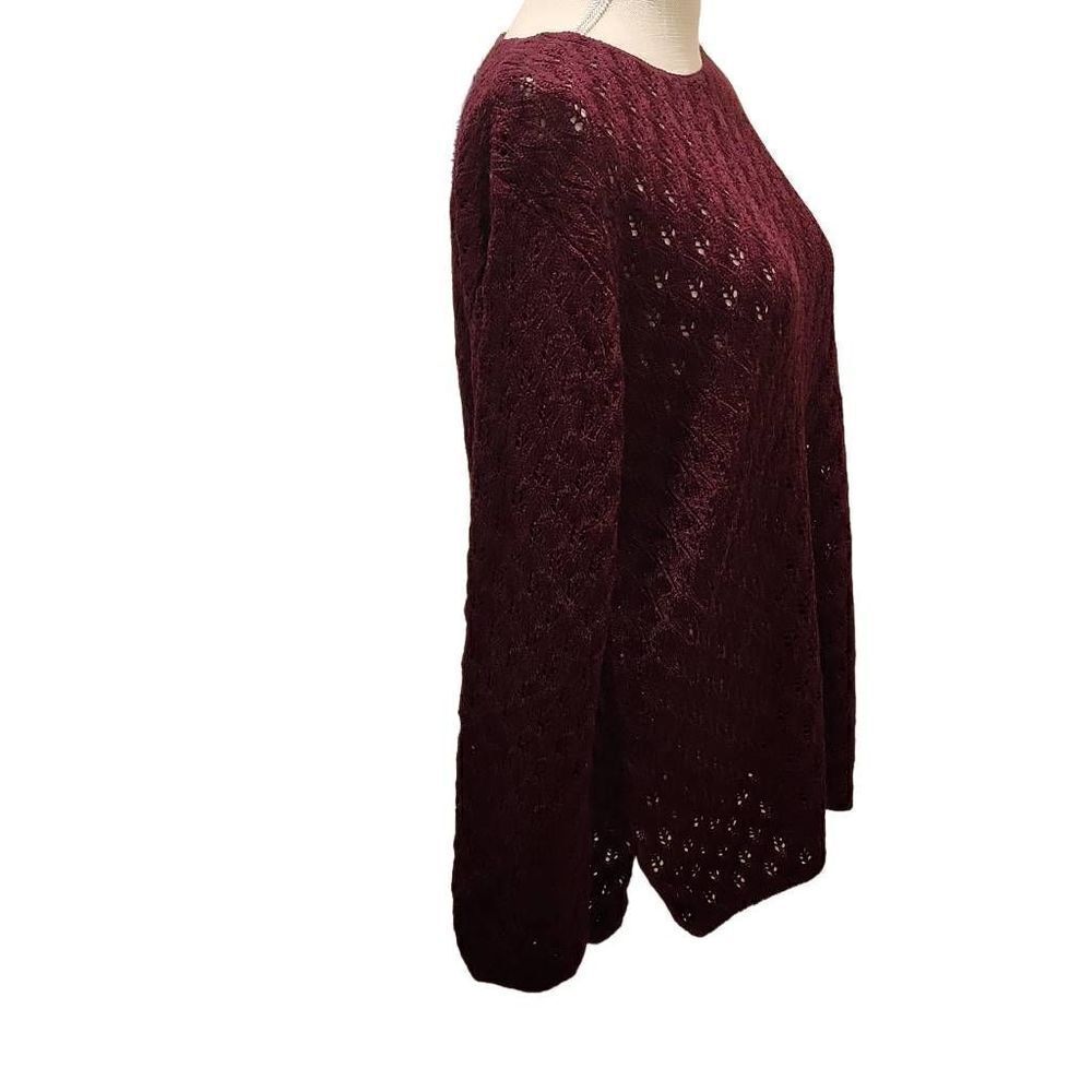 Norton McNaughton Women's Berry Color Open Knit Eyelet Pullover Sweater Medium N - Picture 10 of 10